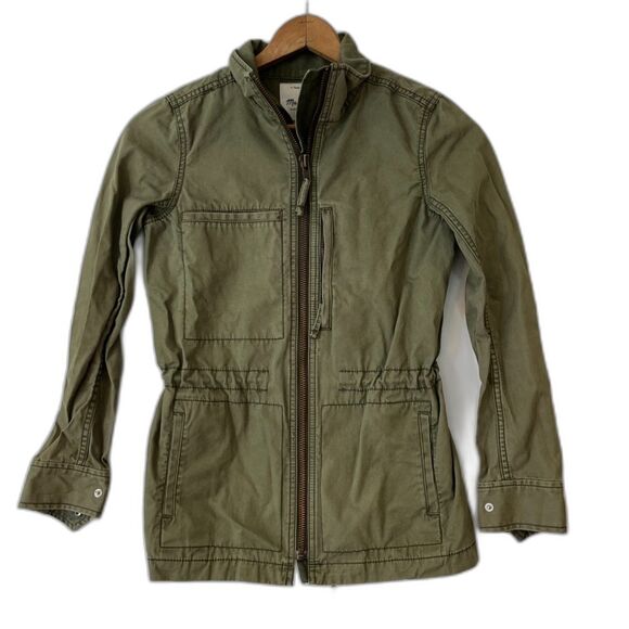 Madewell Fleet Jacket Utility Green Full Zip XS Cotton Drawstring Waist - Picture 4 of 9